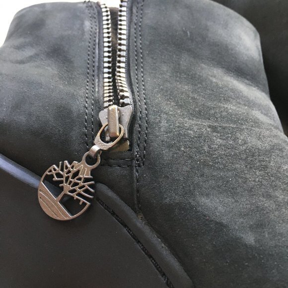 Timberland Grey suede ankle boots heeled‎ Womens Size 8M Square Toe Side Zipper - Picture 6 of 8